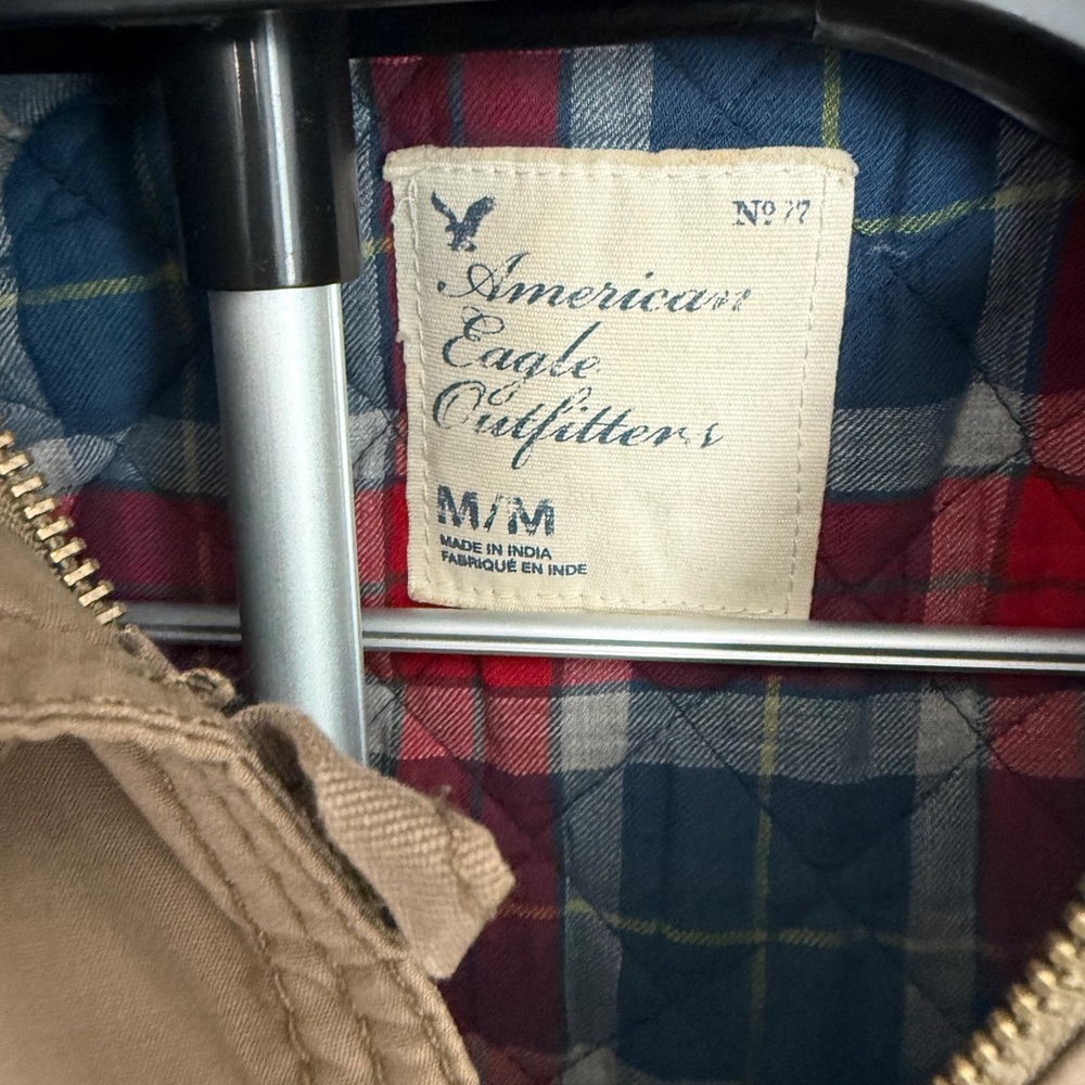 American Eagle Outfitters Tan Jacket with Plaid Lining - Picture 4 of 8